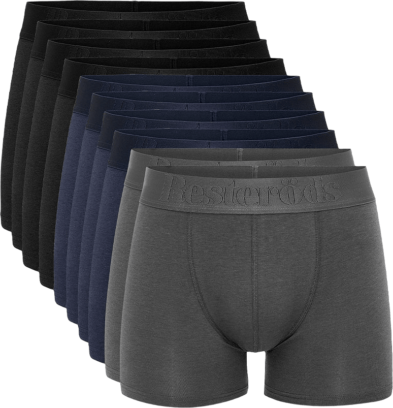 Boxer Bamboo 10-pack - Regular Leg, från Resteröds, i färgen Black/Navy/Grey.