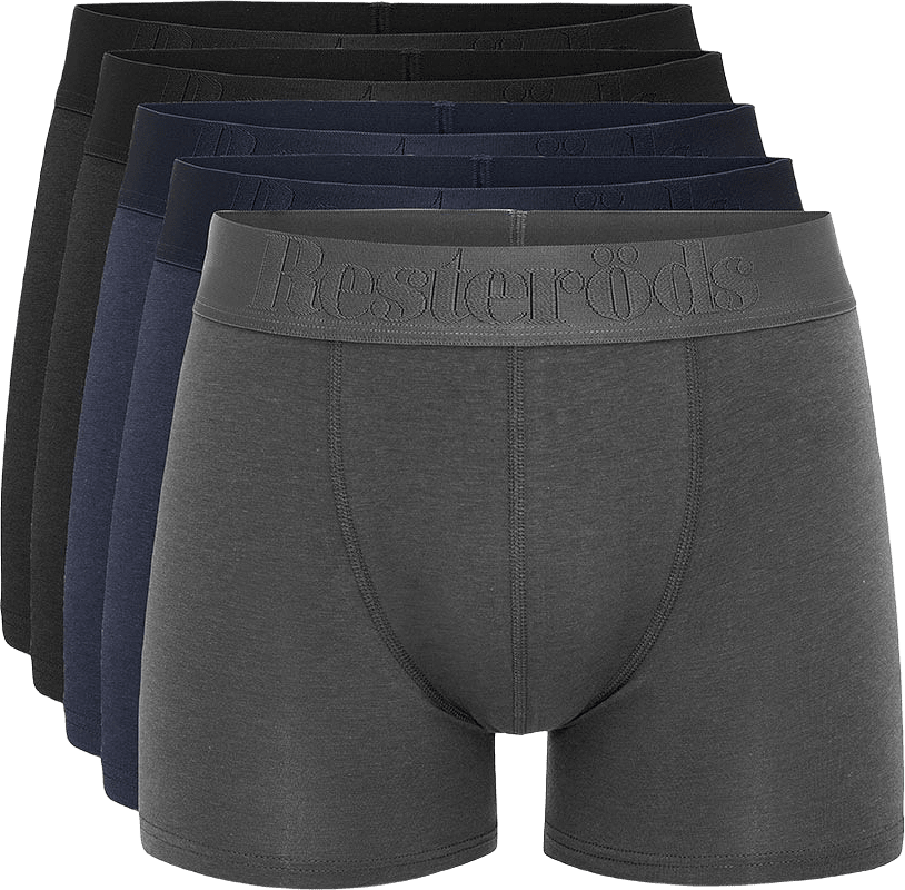 Boxer Bamboo 5-pack Regular leg, från Resteröds, i färgen Black/Navy/Grey.