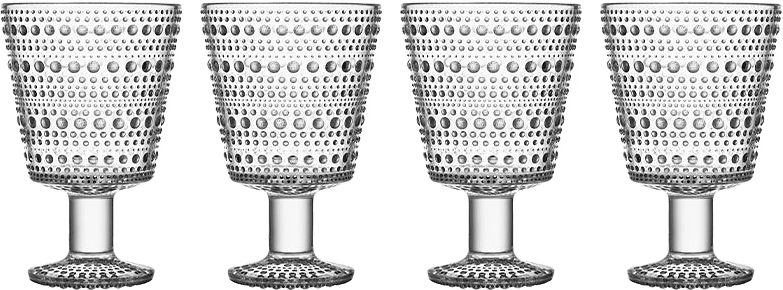 Glas på fot Kastehelmi, 4 st, från Iittala, i färgen Klar.