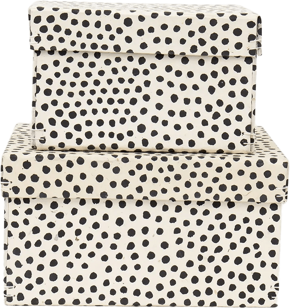 Papplåda 2-set DOTTED Låda 2-set, från A World of Craft, i färgen Svart/Vit.