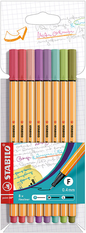 Fineliner point 88 8-pack, från Stabilo, i färgen Mix.