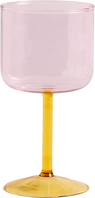 Tint Wine Glass Set of 2, från HAY, i färgen Pink And Yellow.