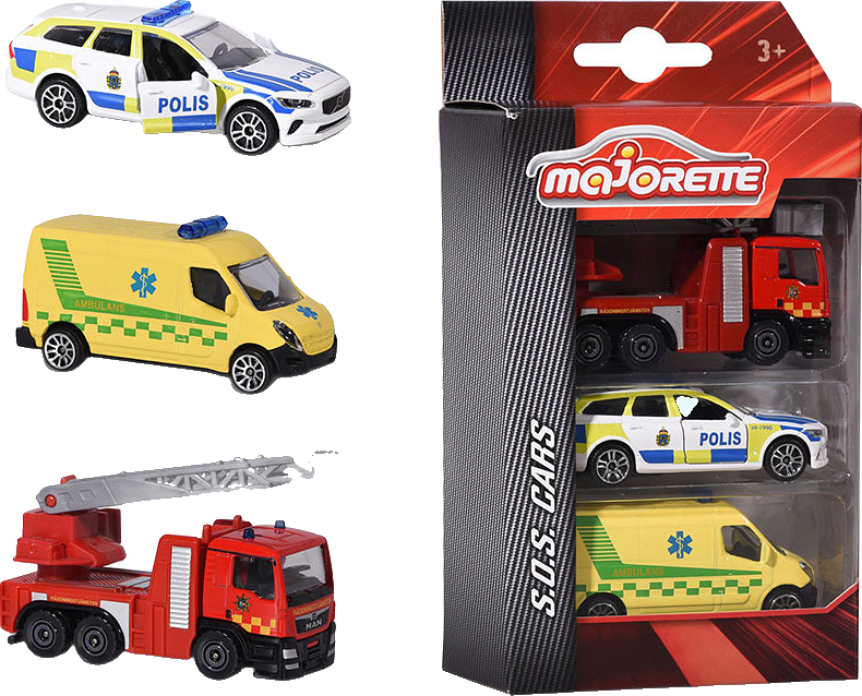 Majorette svenska S.O.S. fordon, 3-Pack, från MAJORETTE.
