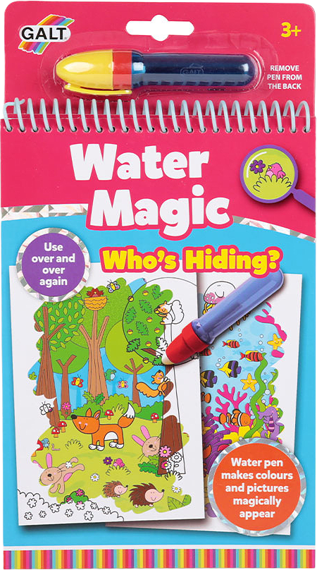 Vattenmålarbok Water Magic vem gömmer sig, från GALT.