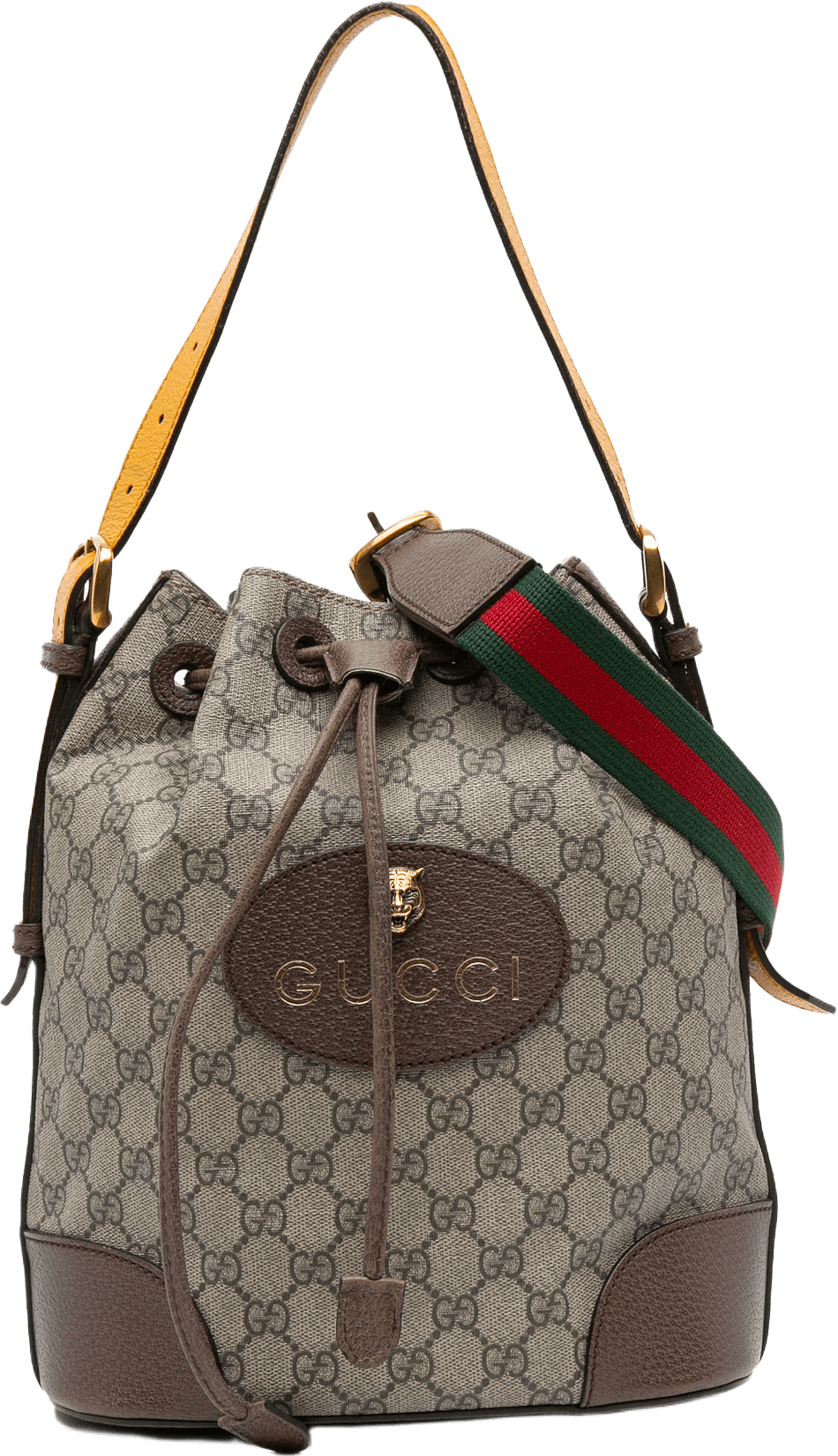 Gucci Gg Supreme Neo Vintage Drawstring Bucket Bag, från Luxclusif, i färgen beige.