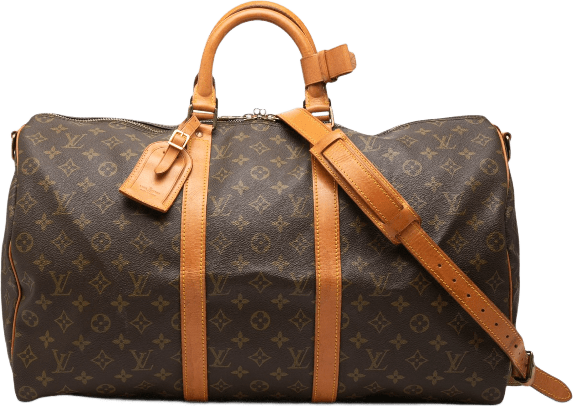 Louis Vuitton Monogram Keepall Bandouliere 50, från Luxclusif, i färgen brown.
