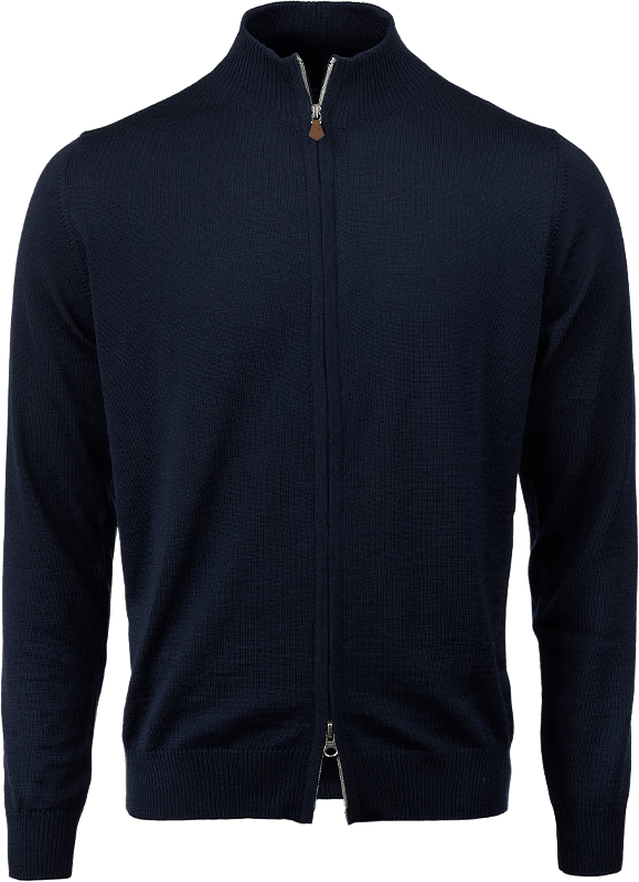 Knitwear Merino Wool Zip Cardigan, från Stenströms, i färgen Navy.