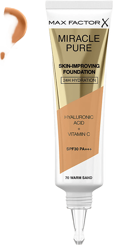 Miracle Pure Foundation, från Max Factor, i färgen 70 Warm Sand.