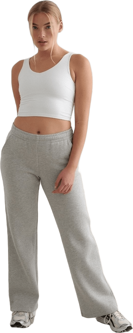 Grey Melange Wide Sweatpants