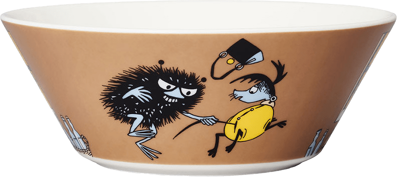 Mumin skål 15 cm Stinky i farten, från Arabia, i färgen Brun.