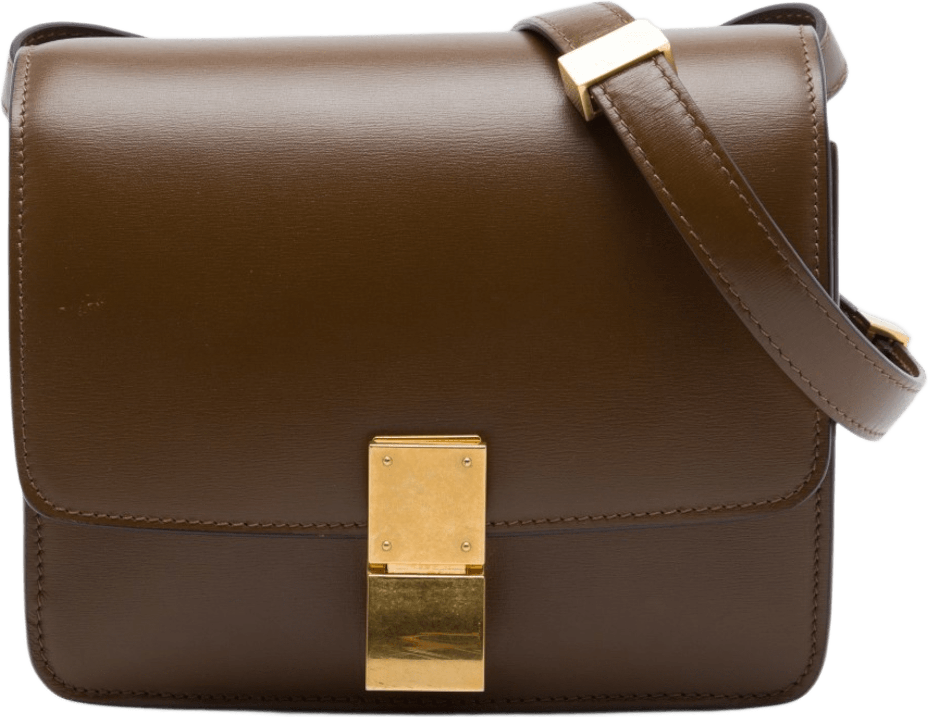 Celine Small Calfskin Classic Box, från Luxclusif, i färgen brun.
