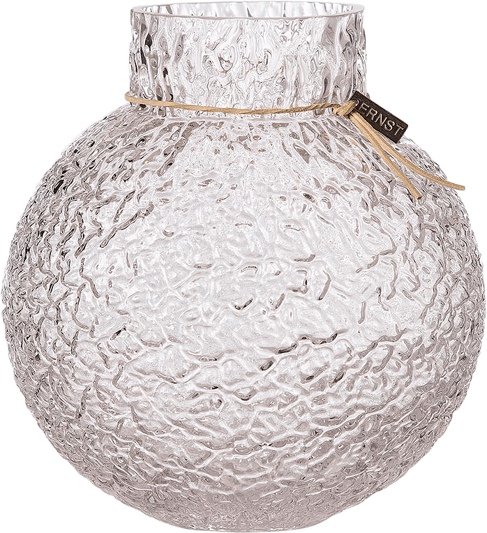 Rund glasvas med mönstrad struktur, från ERNST, i färgen Transparent.