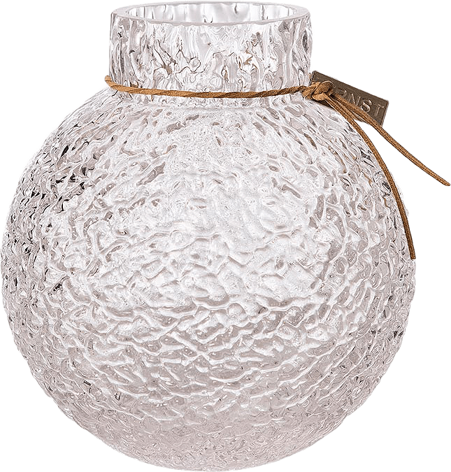 Rund glasvas med mönstrad struktur, från ERNST, i färgen Transparent.