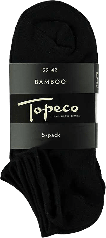 Sneakerstrumpa 5-pack Bambu, från Topeco, i färgen Black 5 Pc/Pack.