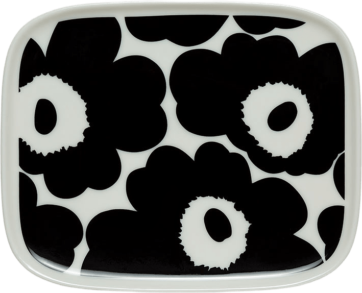 Unikko Plate 12x15 Cm, från Marimekko, i färgen White, Black.