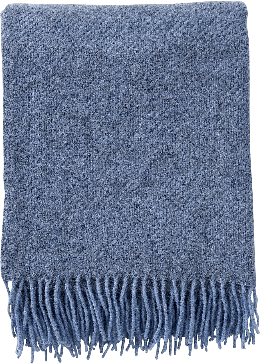 Ullpläd Gotland, från Klippan, i färgen Infinity Blue.