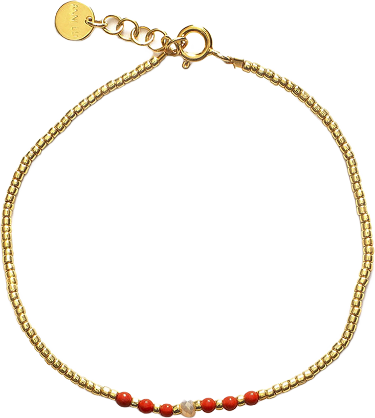 Bead & Gem Bracelet, från Anni Lu, i färgen Corail.