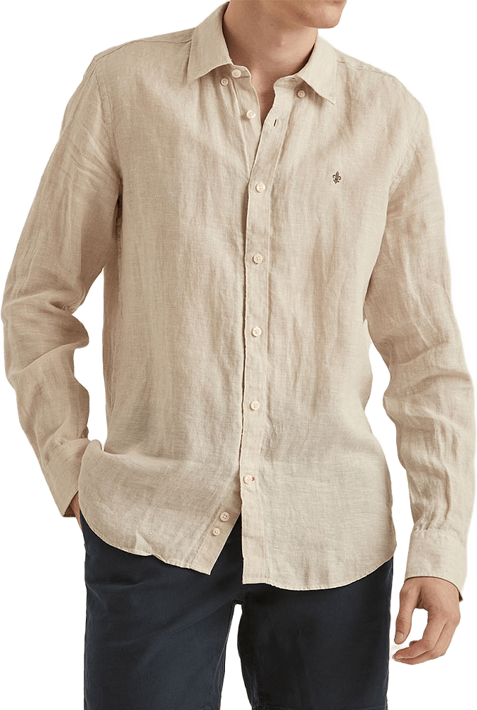 Douglas BD Linen Shirt LS, från Morris, i färgen Khaki.