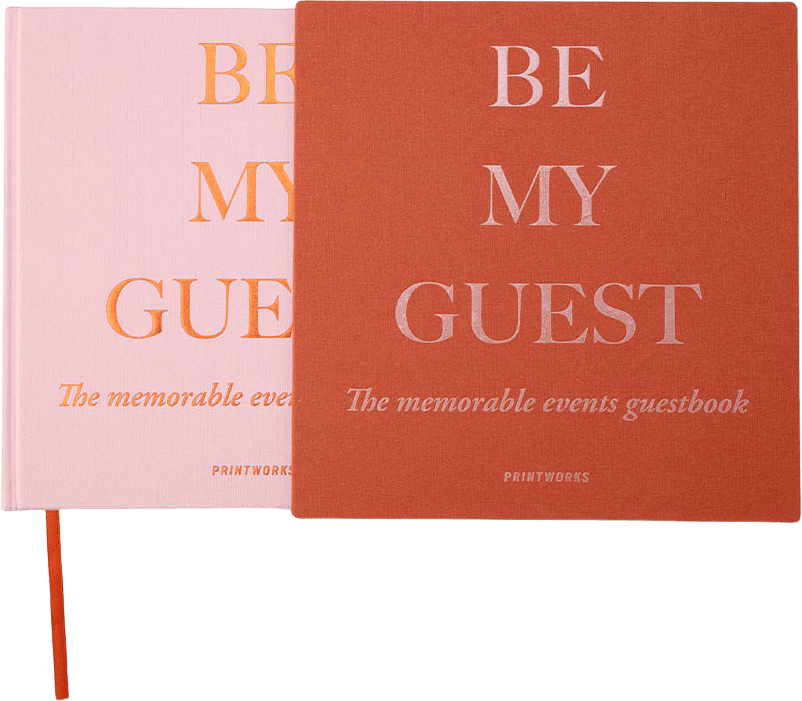 Gästbok, från Printworks, i färgen Rust/Pink.