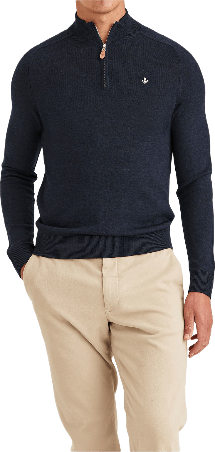 Merino John Zip, från Morris, i färgen Navy.