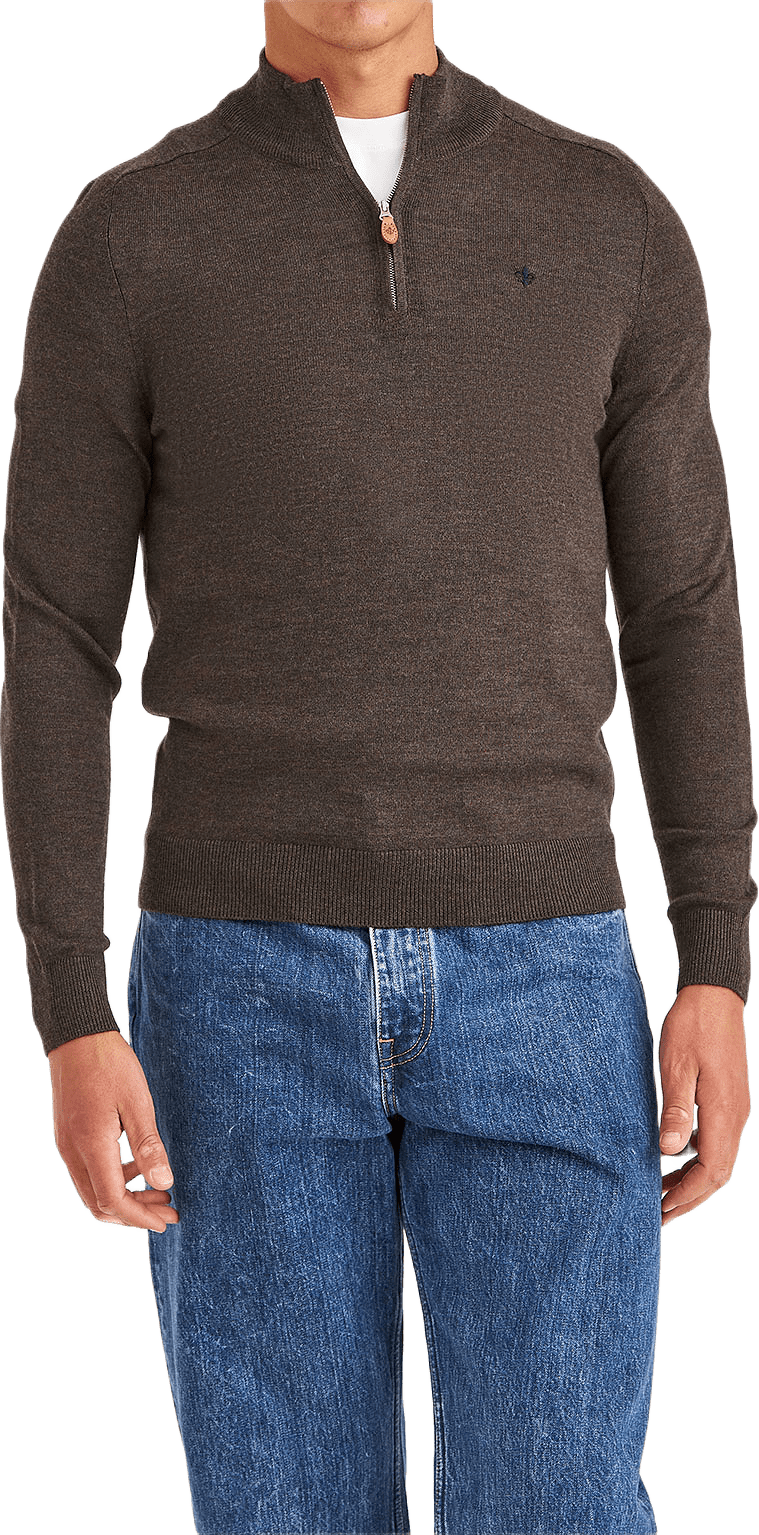 Merino John Zip, från Morris, i färgen Brown.