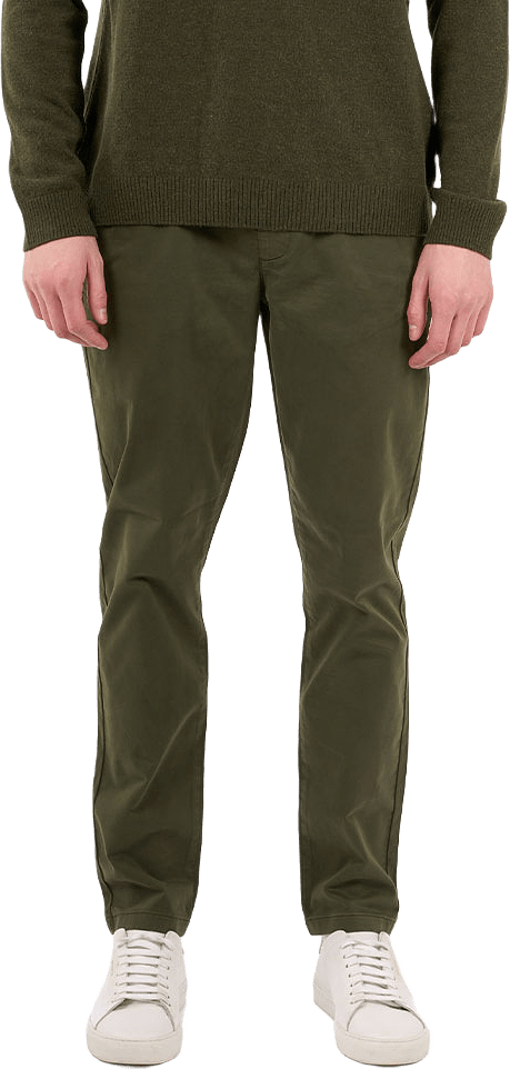 LUCA slim twill chino pants - GOTS/Vegan, från Knowledge Cotton Apparel, i färgen Forrest Night.
