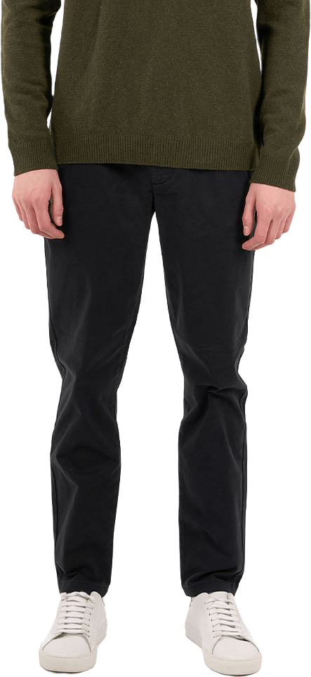 LUCA slim twill chino pants - GOTS/Vegan, från Knowledge Cotton Apparel, i färgen Black Jet.