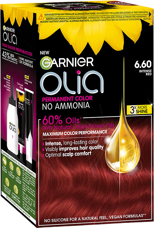 Olia Permanent Color, från Garnier, i färgen 6.60 Intense Red.