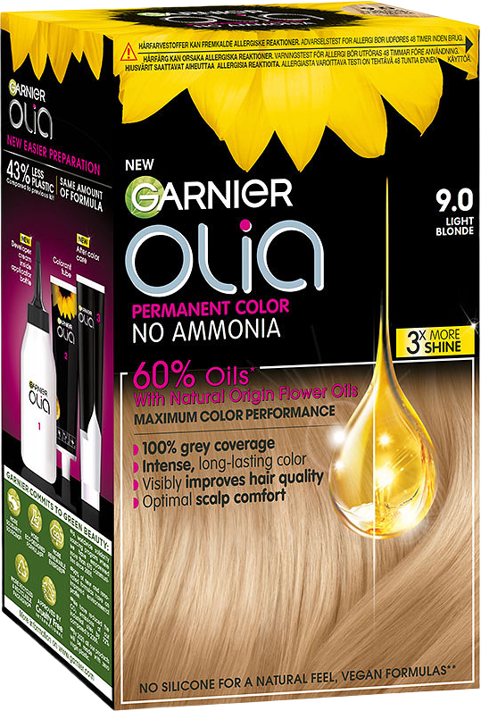 Olia Permanent Color, från Garnier, i färgen 9.0 Light Blonde.