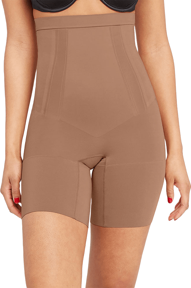 SPANXsculpt™ OnCore High-Waisted Mid-Thigh Short, från Spanx, i färgen Cafe Au Lait.