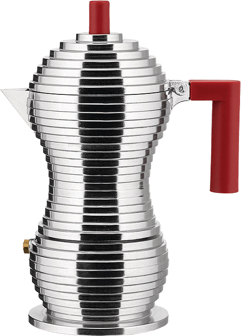 Espressobryggare Pulcina 3koppar, från Alessi, i färgen Stål/Röd.