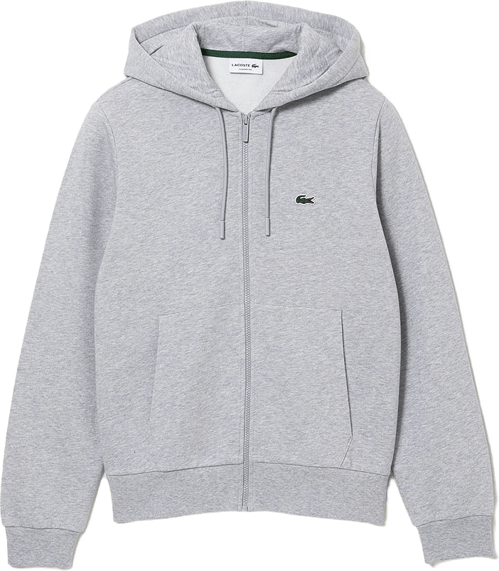 Hooded Cotton Fleece Zip Sweat Sweatshirt, från Lacoste, i färgen Silver Chine.