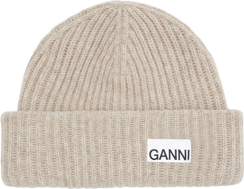 Beanie Structured Rib, från GANNI, i färgen Brazilian Sand.