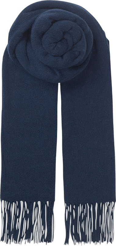 Ullscarf med fransar, från Becksöndergaard, i färgen Dark Blue.