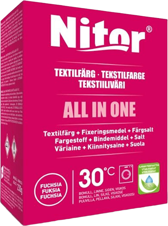 Textilfärg All in One Fuchsia 230 g, från Nitor, i färgen Fuchsia.