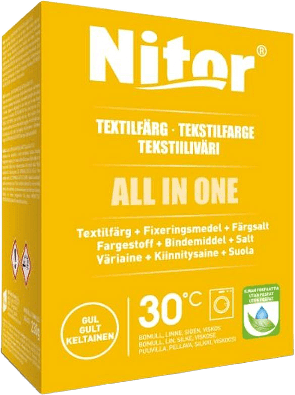Textilfärg All in One Gul 230 g, från Nitor, i färgen Gul.