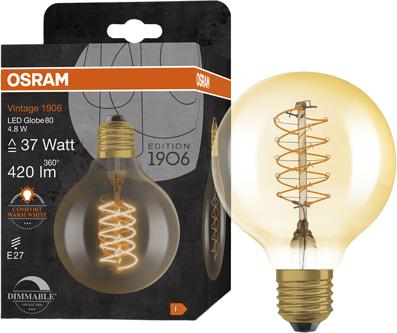 Globe80 DIM Spiral Gold E27 Vintage 1906