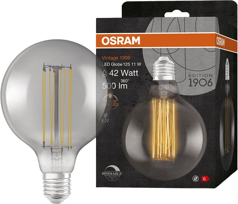 Globe125 DIM Straight Smoke E27 Vintage 1906, från Osram, i färgen Smoke.
