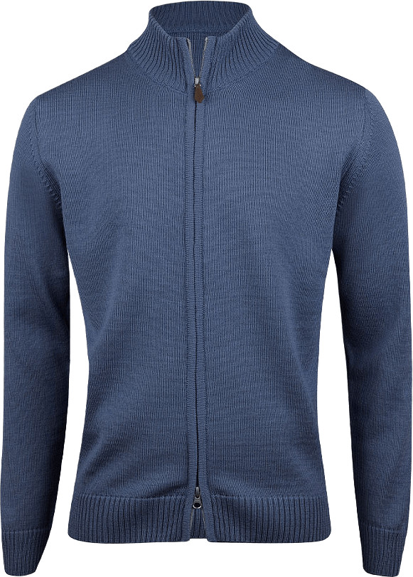 Textured Merino Zip Cardigan, från Stenströms, i färgen Blue.