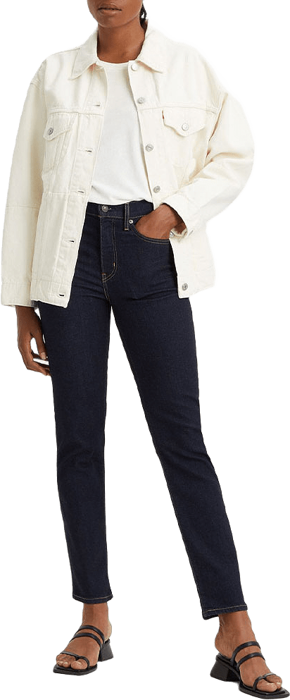 724™ High Rise Straight Jeans, från Levi's, i färgen Dark Indigo - Flat Finish.