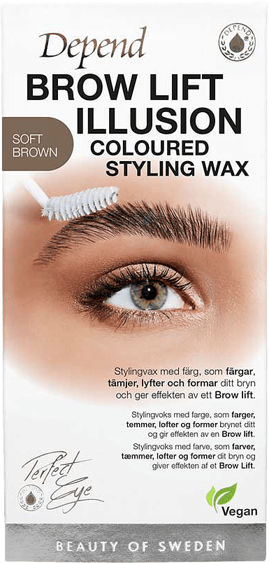 Brow Lift Illusion Coloured Styling Wax, från Depend, i färgen Soft Brown.