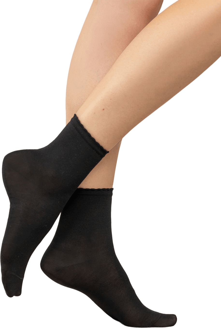 Ankelsocka, merceriserad bomull, från BleuForêt, i färgen Noir.