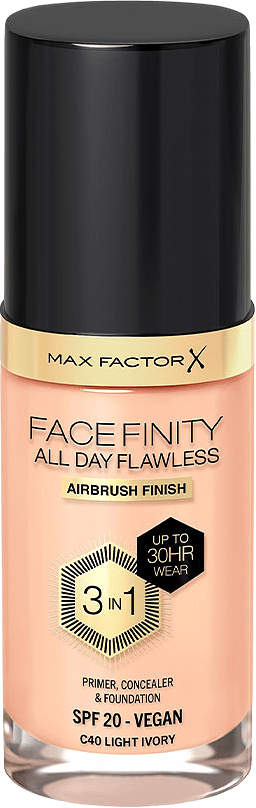Facefinity All Day Flawless Foundation, från Max Factor, i färgen 40 Light Ivory.