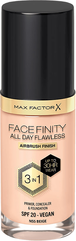 Facefinity All Day Flawless Foundation, från Max Factor, i färgen 55 Beige.