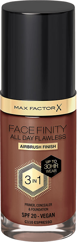 Facefinity All Day Flawless Foundation, från Max Factor, i färgen 110 Espresso.