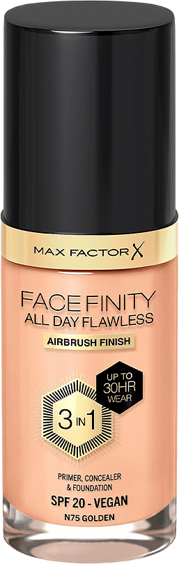 Facefinity All Day Flawless Foundation, från Max Factor, i färgen 75 Golden.