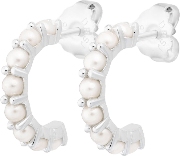 Petite star pearl hoops, från Drakenberg Sjölin, i färgen Sterling Silver.