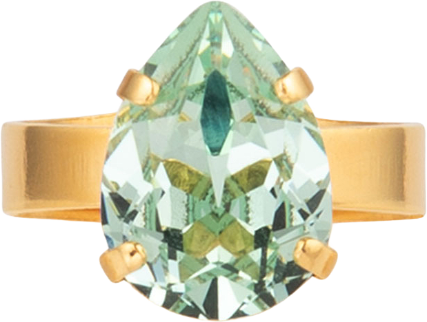 Mini Drop Ring, från Caroline Svedbom, i färgen Chrysolite.