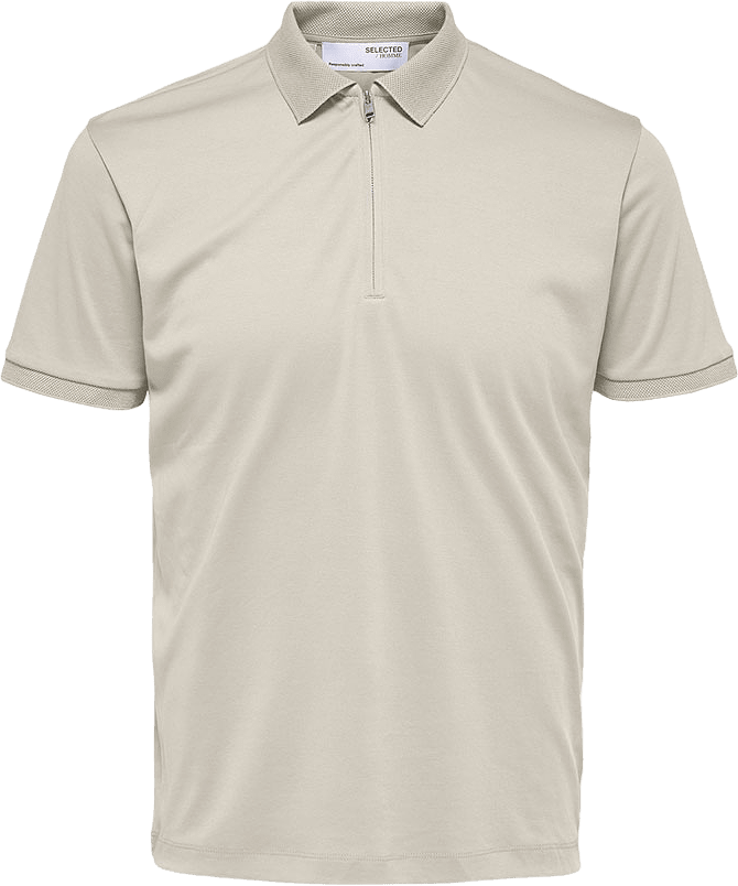 Pikétröja FAVE, från Selected Homme, i färgen Oatmeal.