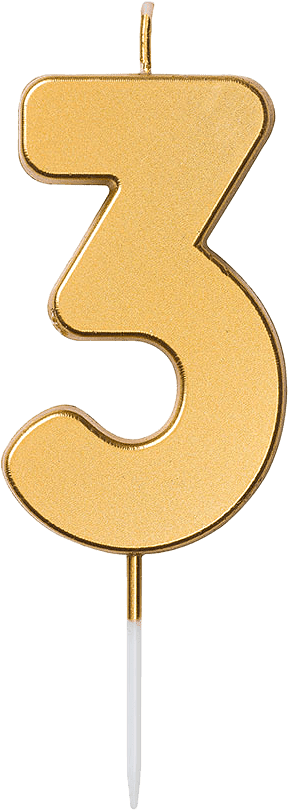 Nummerljus 3, guld, från Design House 95, i färgen Gold.